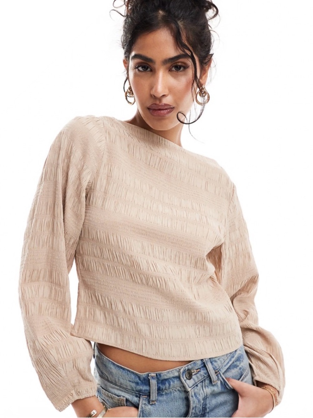 & OTHER STORIES textured blouse in beige, women’s size M